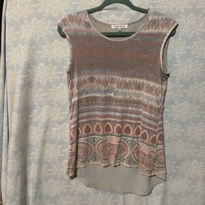 Rose+olive sleeveless shirt